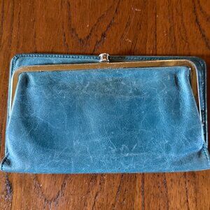 HOBO Rachel Blue Leather Clutch Wallet Gently Used